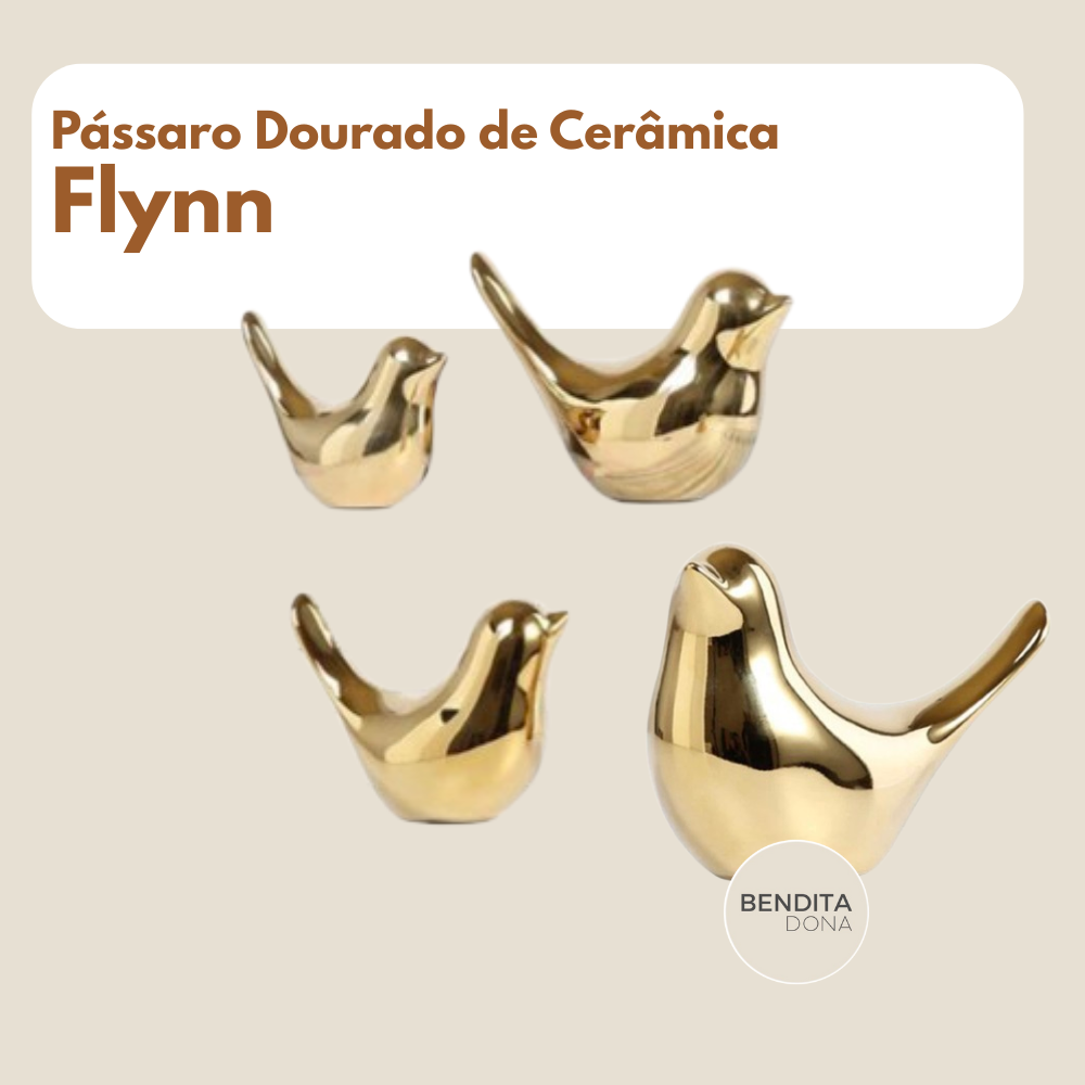 Pássaro Dourado de Cerâmica - Flynn