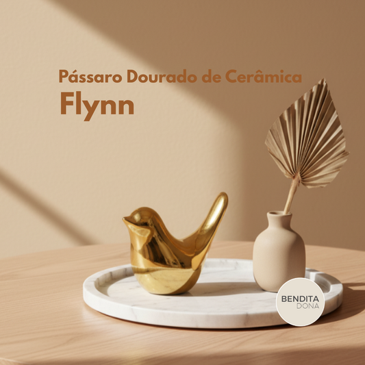 Pássaro Dourado de Cerâmica - Flynn