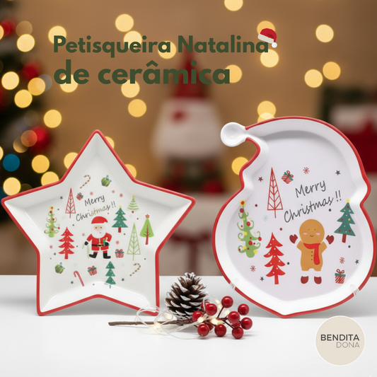Petisqueira Natalina de Cerâmica