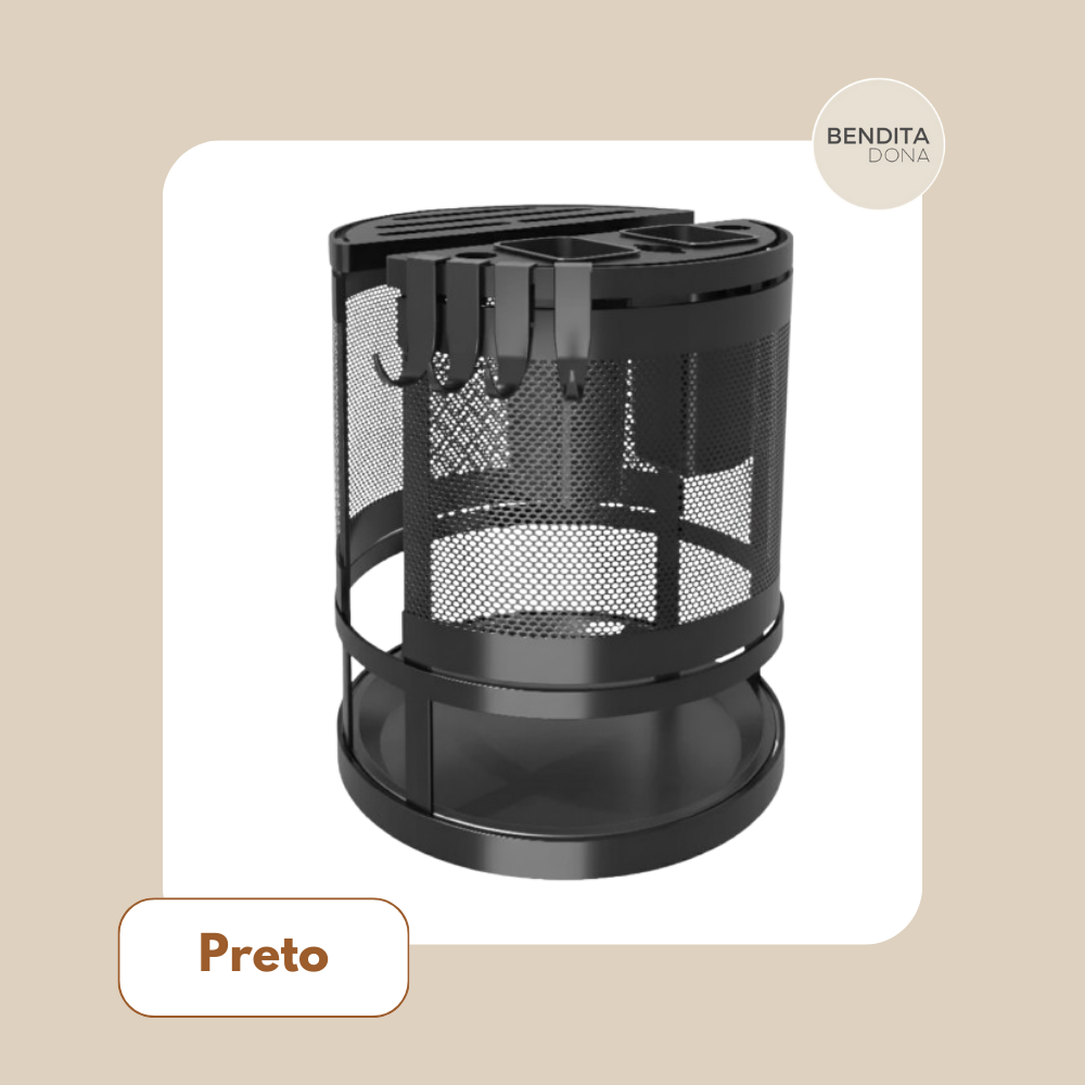 Organizador Rotativo de Utensílios de Cozinha em Metal- Turnix