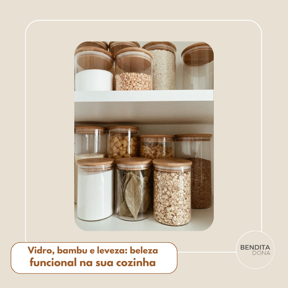 Kit 2 Potes Herméticos de Vidro com Tampa de Bambu (500 ml) - Clary