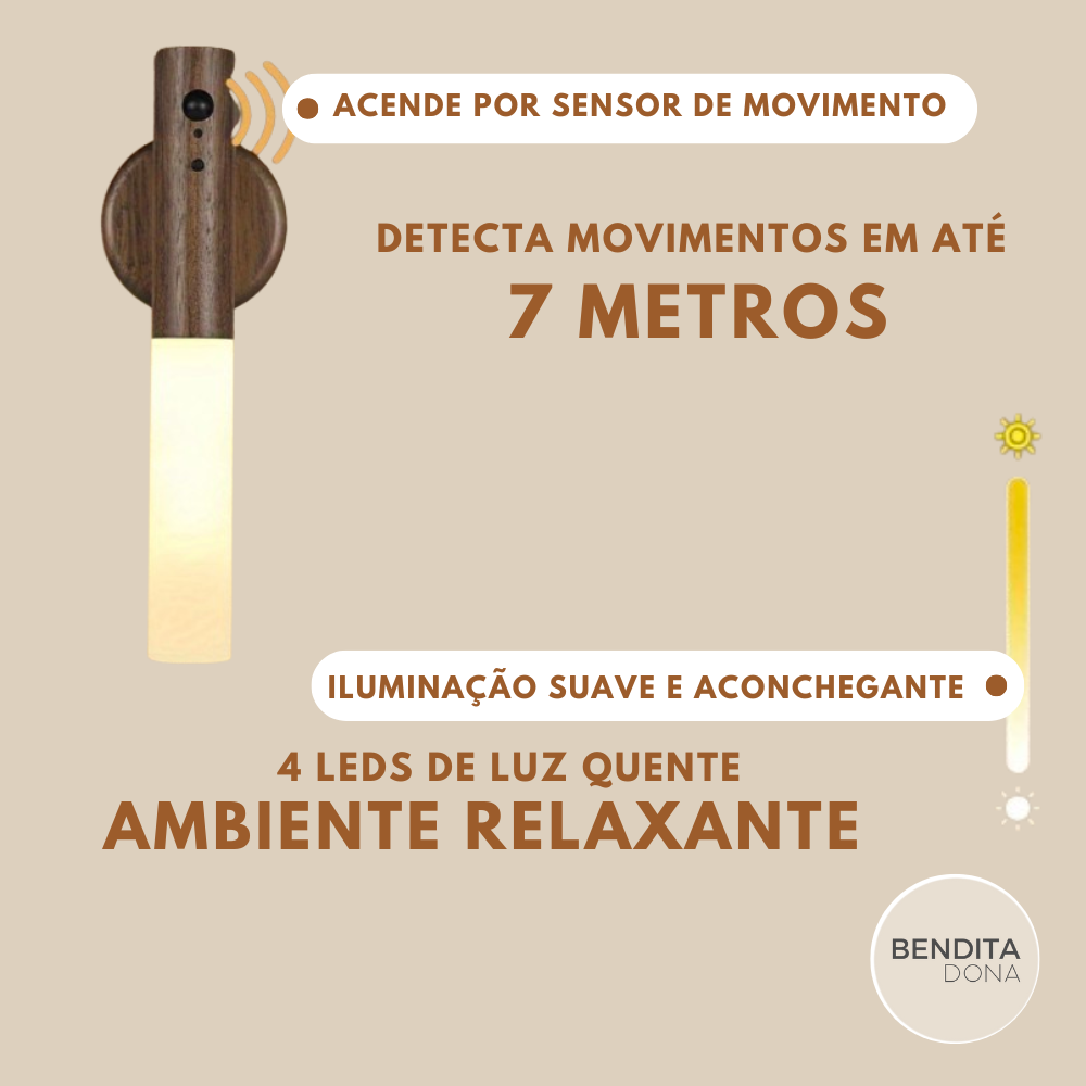 Luminária de parede LED recarregável - LumiMag