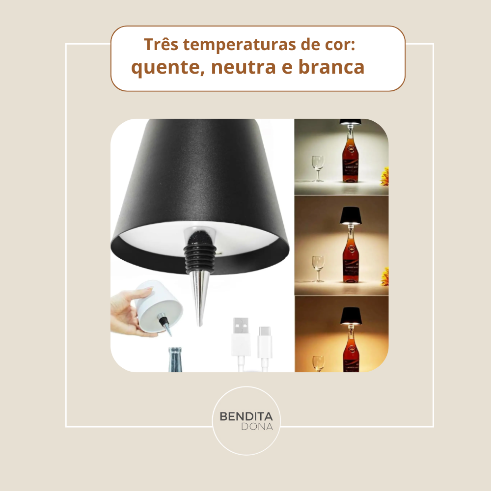 Luminária LED para Garrafas - Vintly