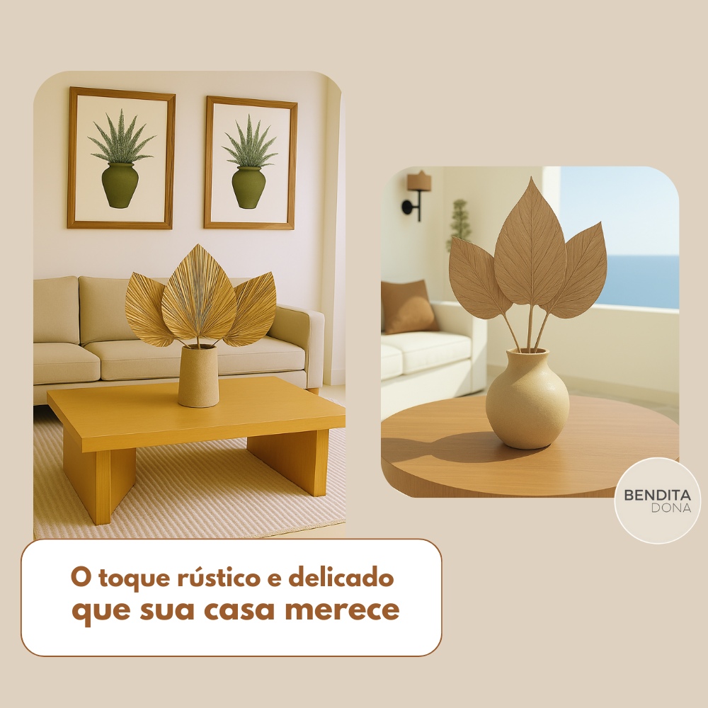 Folhas de Palmeira Secas Naturais 5 Peças - Boho Decor