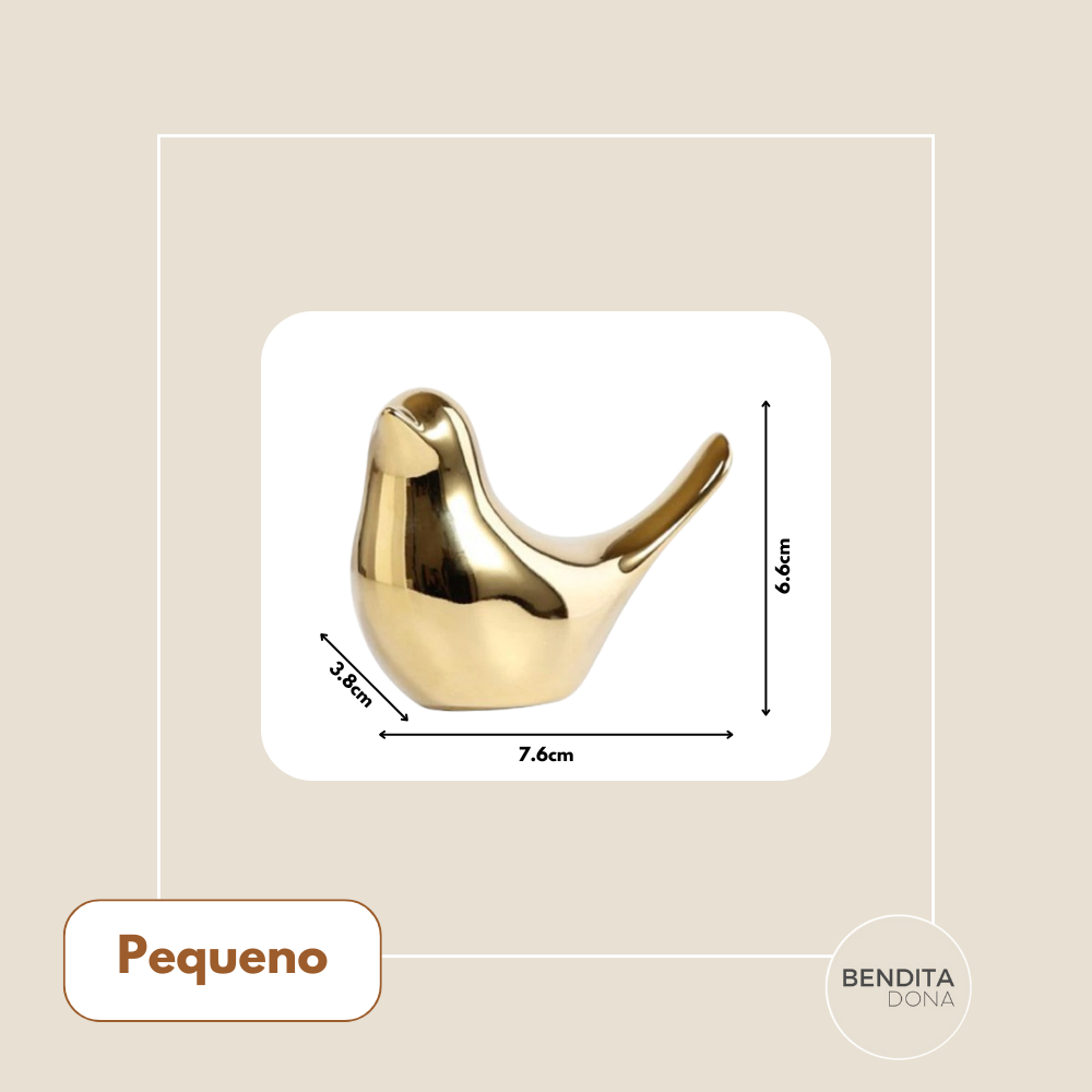 Pássaro Dourado de Cerâmica - Flynn