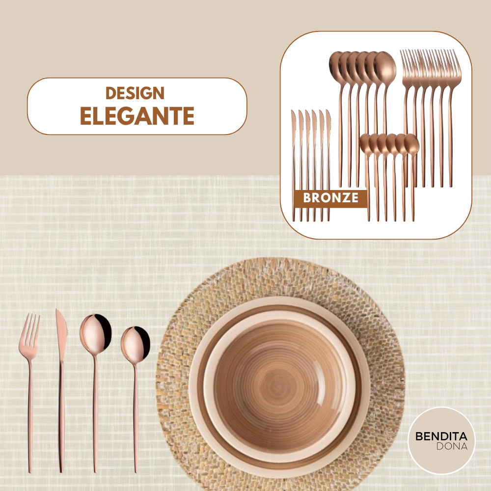 Conjunto de talheres de aço inox 24 peças - Luxe