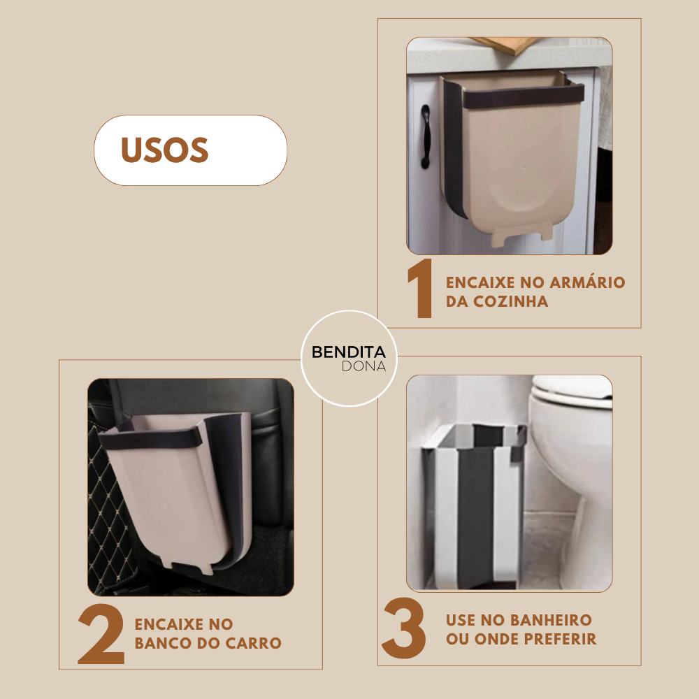 Lixeira dobrável de plástico - FlexBin