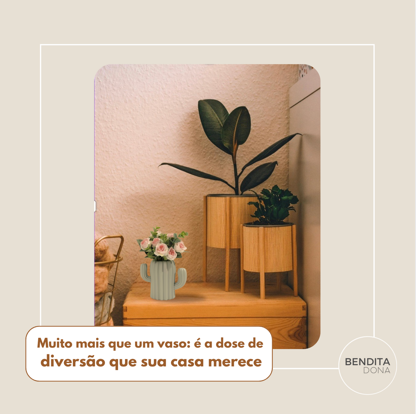 Vaso Plissado Decorativo - Cactus