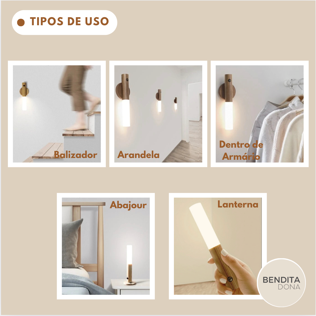 Luminária de parede LED recarregável - LumiMag