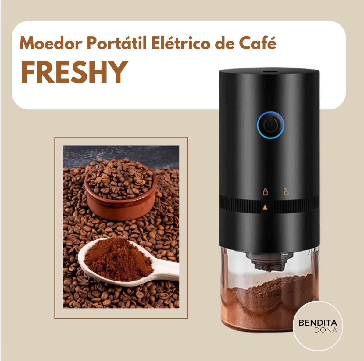 Moedor Portátil Elétrico de Café - FRESHY