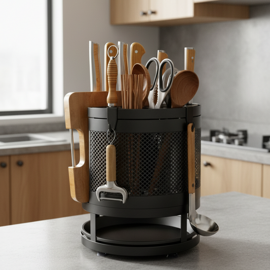 Organizador Rotativo de Utensílios de Cozinha em Metal- Turnix