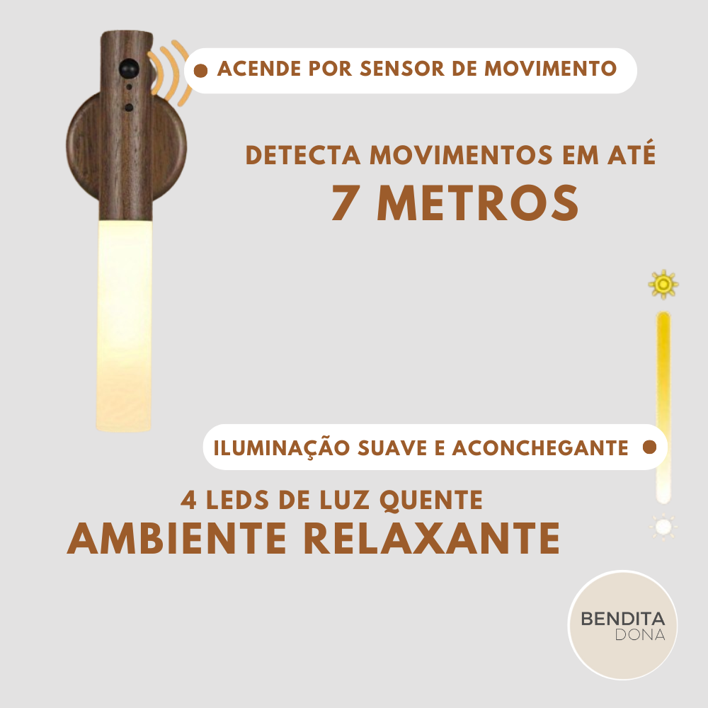 Luminária de sensor em LED recarregável - LumiMag