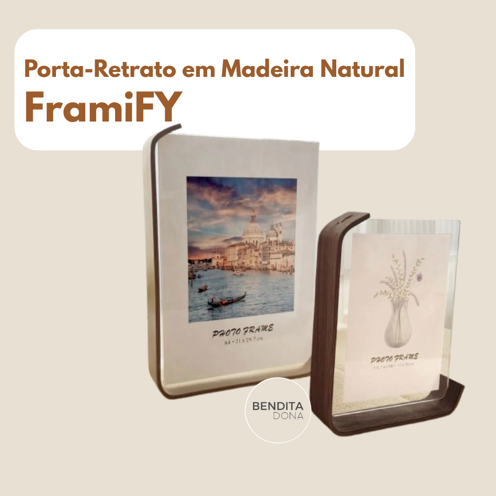 Porta-Retrato em Madeira Natural - FramiFY