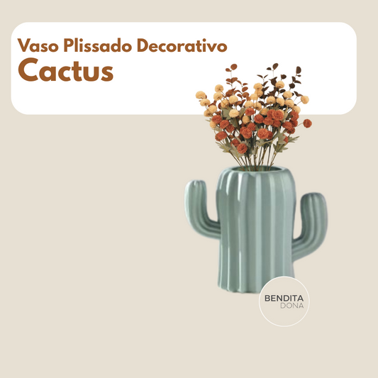 Vaso Plissado Decorativo - Cactus