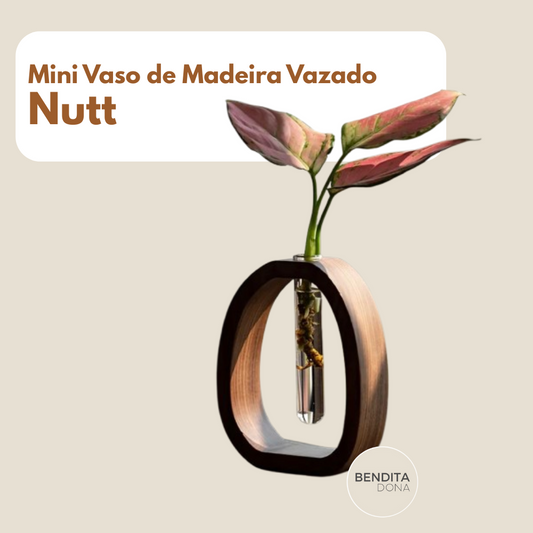 Mini Vaso de Madeira Vazado  - Nutt