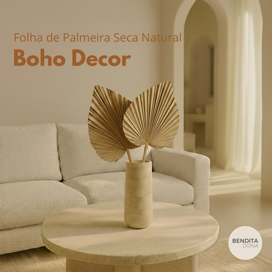 Folha de Palmeira Seca Natural - Boho Decor