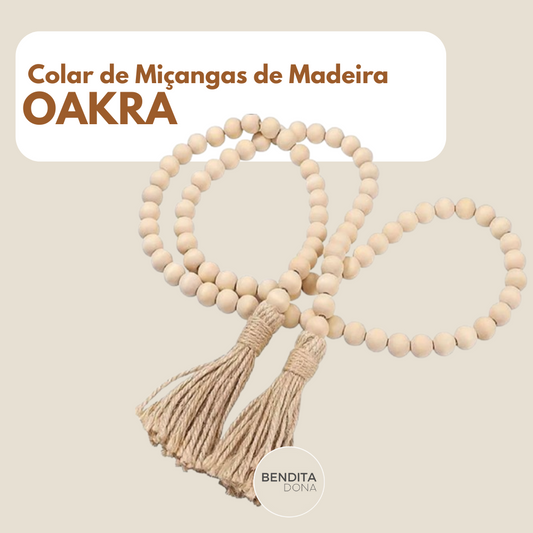 Colar de Miçangas de Madeira - Oakra