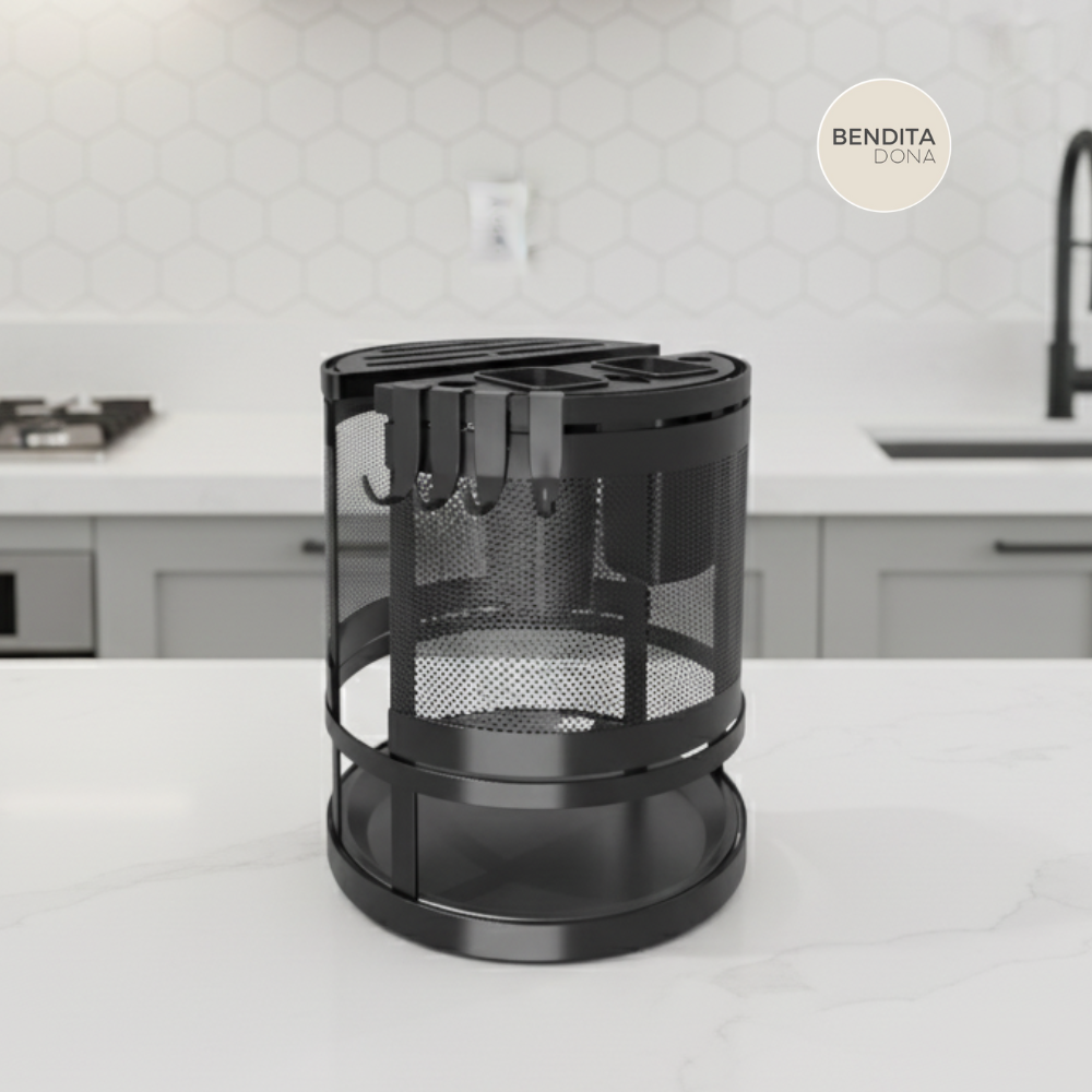 Organizador Rotativo de Utensílios de Cozinha em Metal- Turnix