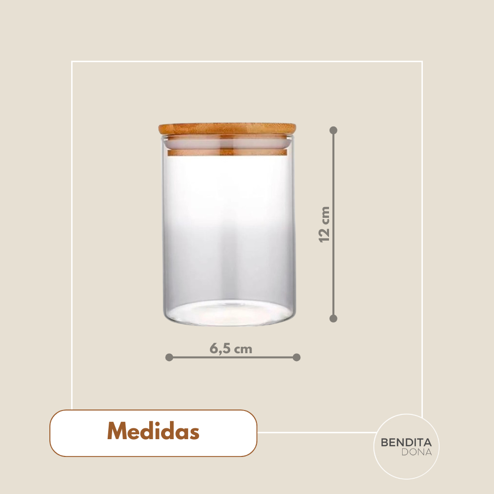 Pote Hermético de Vidro com Tampa de Bambu (400 ml) - Clary