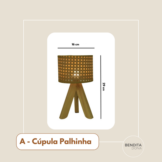 Abajur Tripé com Cúpula de Palhinha- Triv