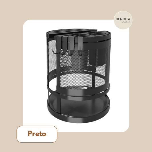 Organizador Rotativo de Utensílios de Cozinha em Metal- Turnix