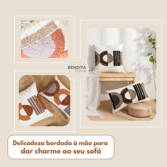 Capa de Almofada com bordado tufado - Boho