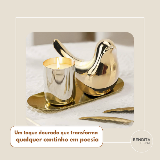 Pássaro Dourado de Cerâmica - Flynn
