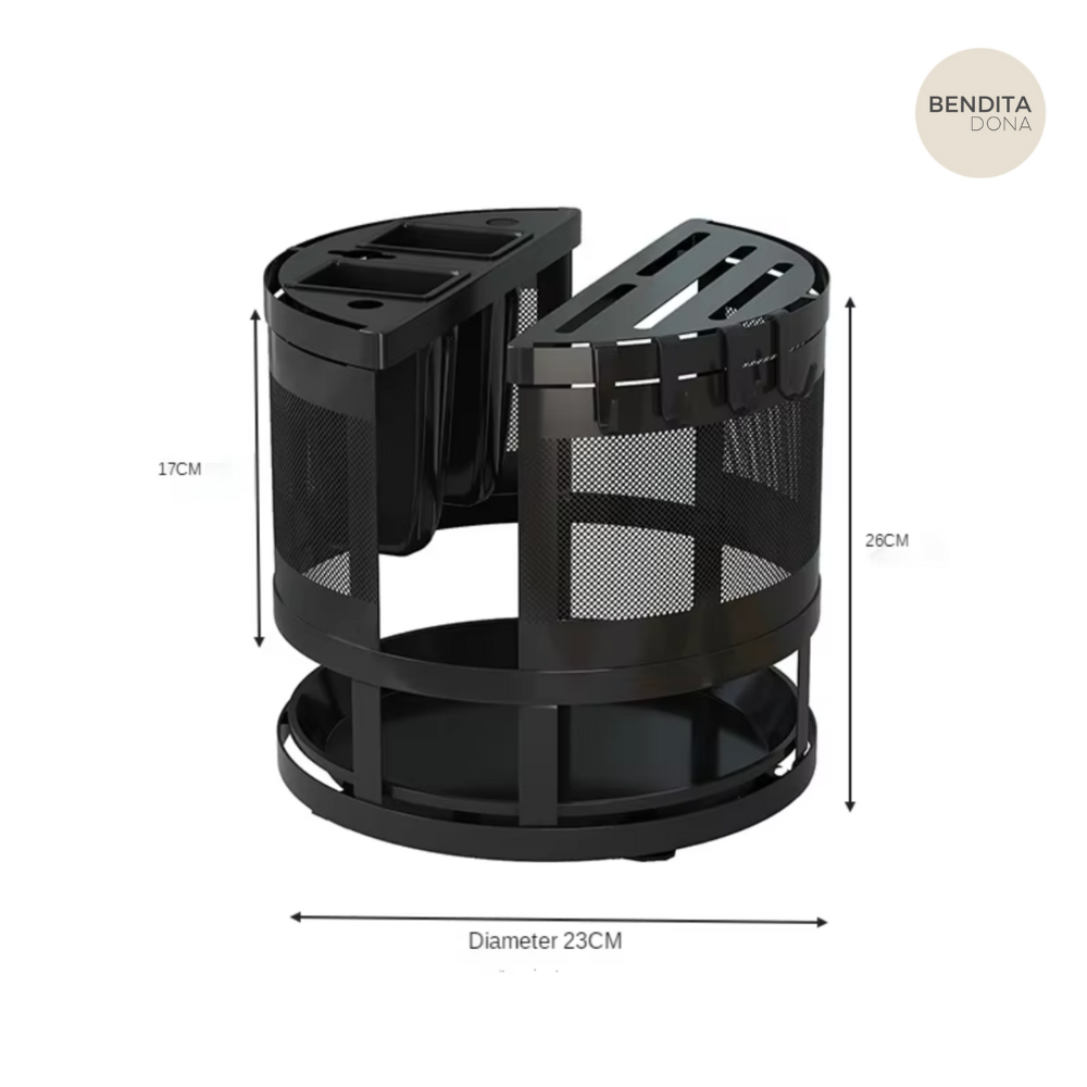 Organizador Rotativo de Utensílios de Cozinha em Metal- Turnix