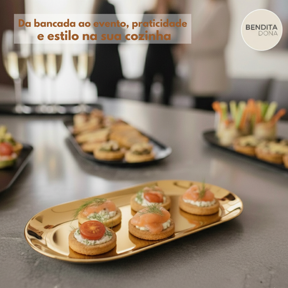 Bandeja de Metal Oval - Gleam