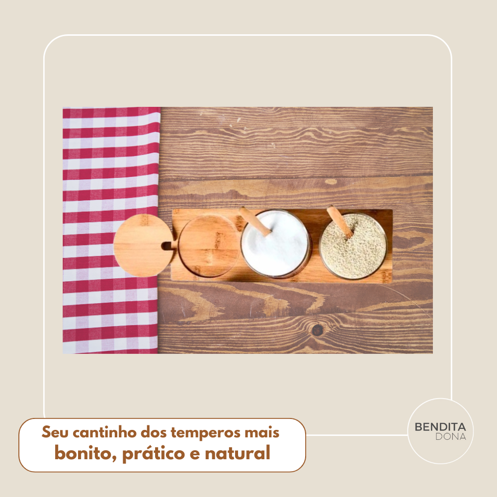 Kit Porta-Temperos de Vidro com Tampa e Colheres de Bambu - Pure