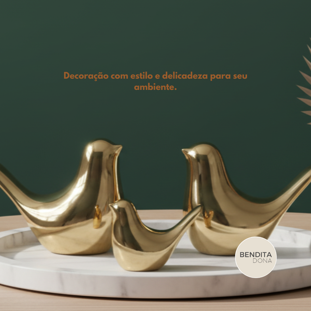 Pássaro Dourado de Cerâmica - Flynn