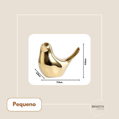 Pássaro Dourado de Cerâmica - Flynn