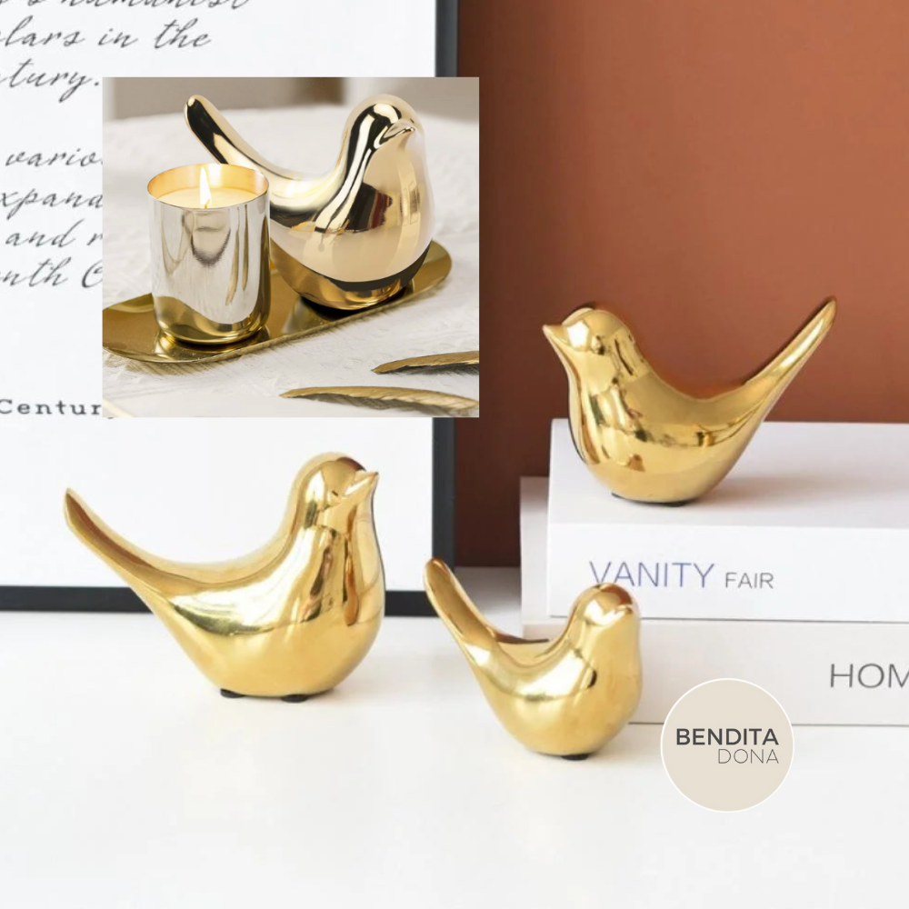 Pássaro Dourado de Cerâmica - Flynn