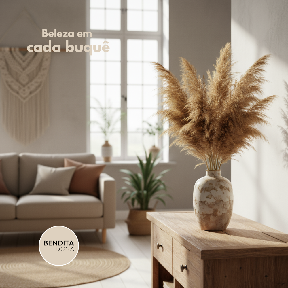 Buquê de Capim dos Pampas Natural e Desidratado - Canyon