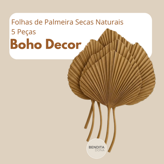Folhas de Palmeira Secas Naturais 5 Peças - Boho Decor